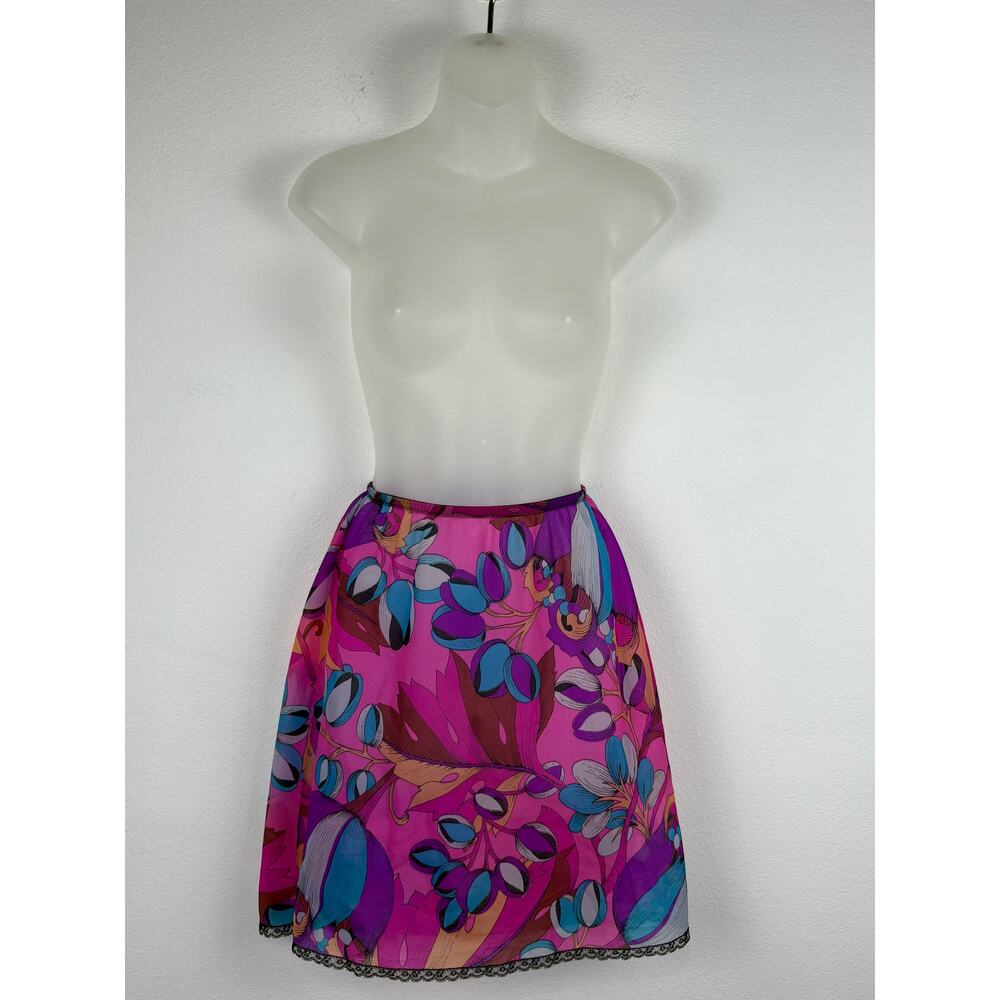 Vintage 60s BALI 4613 Abstract Psychedelic Mod Floral Retro Mini Half Slip M - Picture 2 of 6